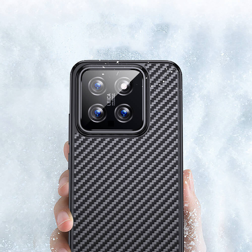 Xiaomi Mi 14 Kılıf Aramid Karbon Fiber Magsafe Özellikli Wlons Radison Kılıf Siyah
