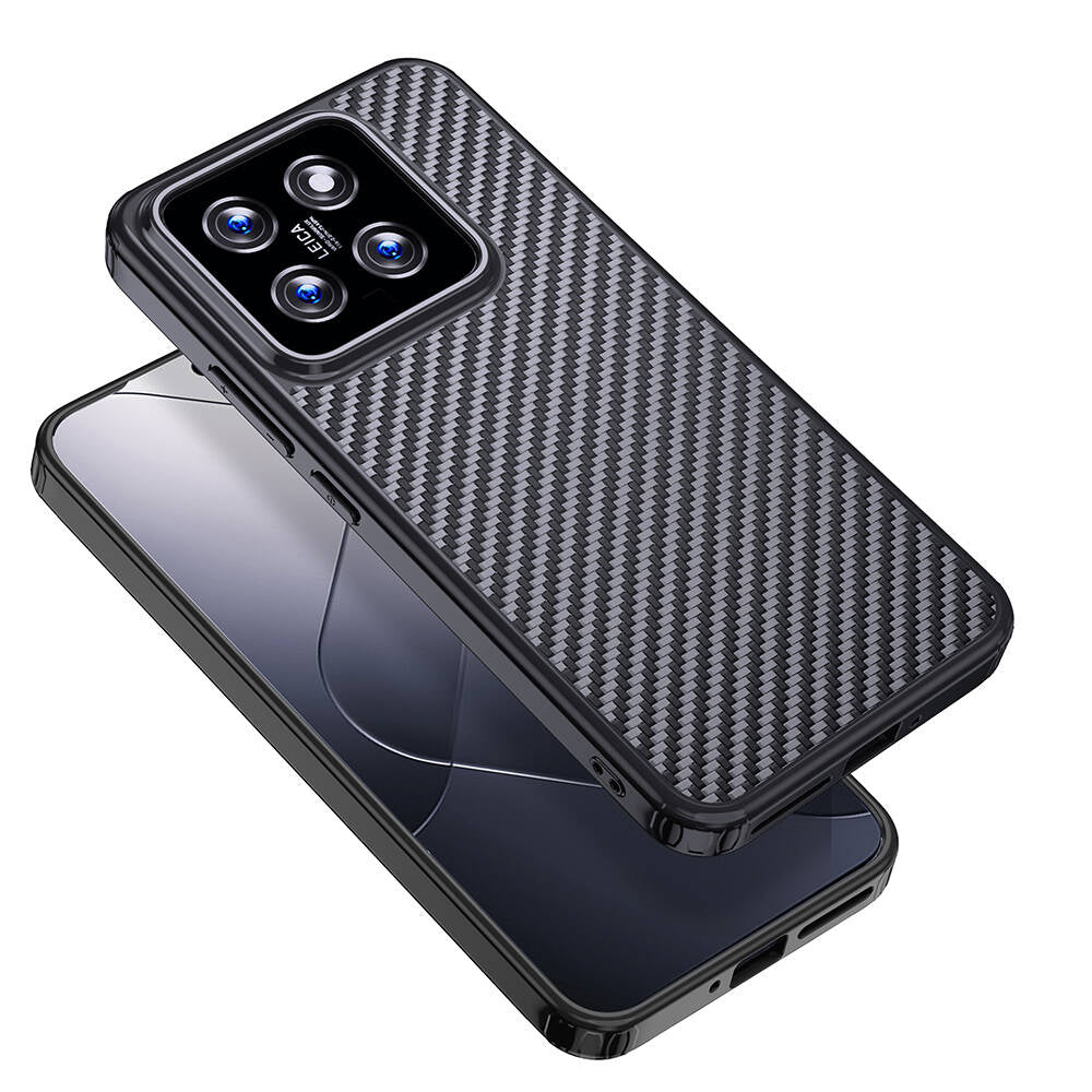 Xiaomi Mi 14 Kılıf Aramid Karbon Fiber Magsafe Özellikli Wlons Radison Kılıf Siyah
