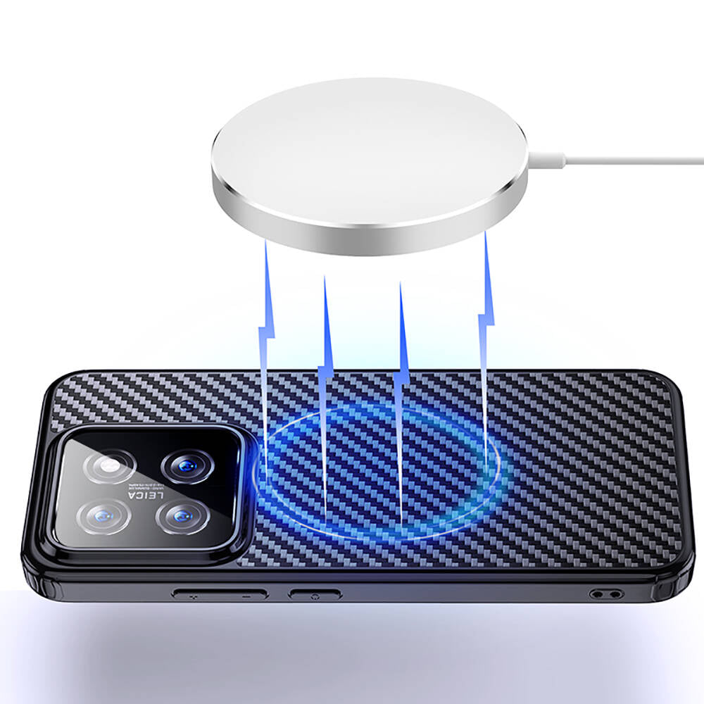 Xiaomi Mi 14 Kılıf Aramid Karbon Fiber Magsafe Özellikli Wlons Radison Kılıf Siyah