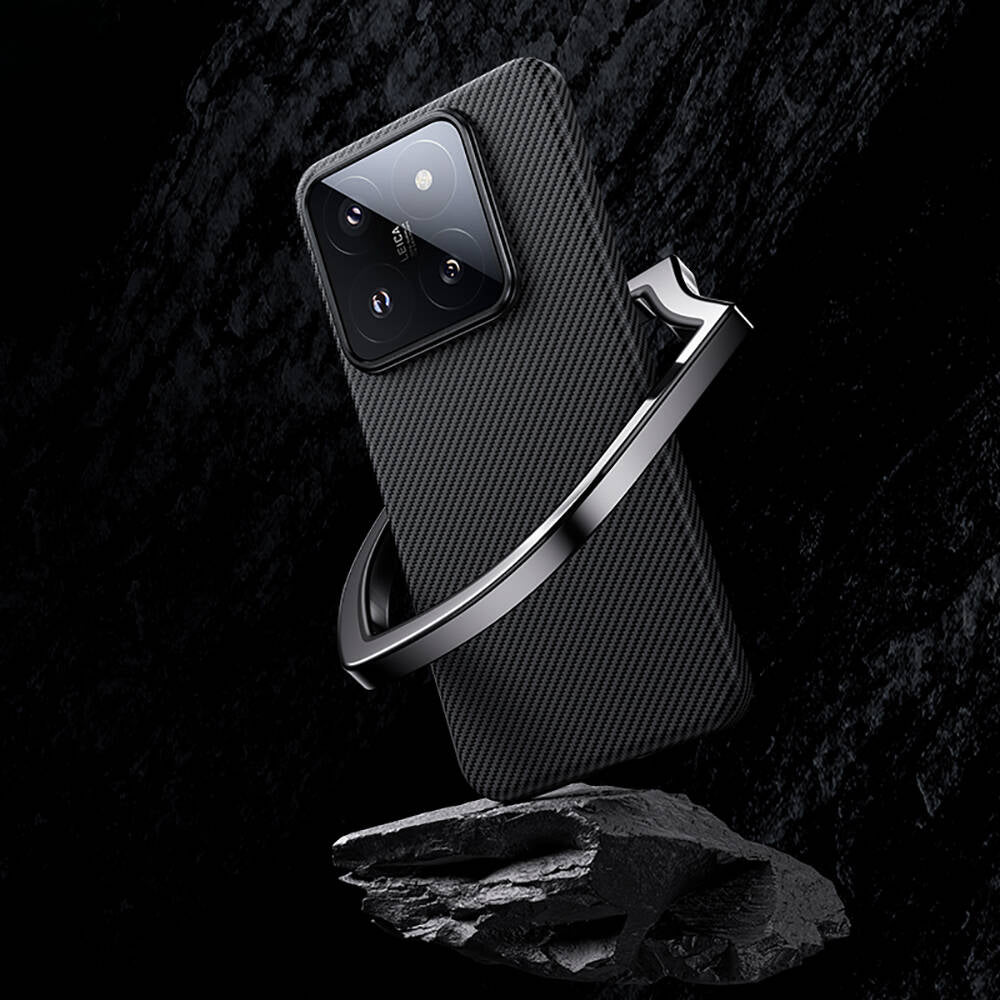 Xiaomi Mi 14 Kılıf Magsafe Özellikli Karbon Fiber Benks Essential ArmorAir 600D Kevlar Kılıf Siyah