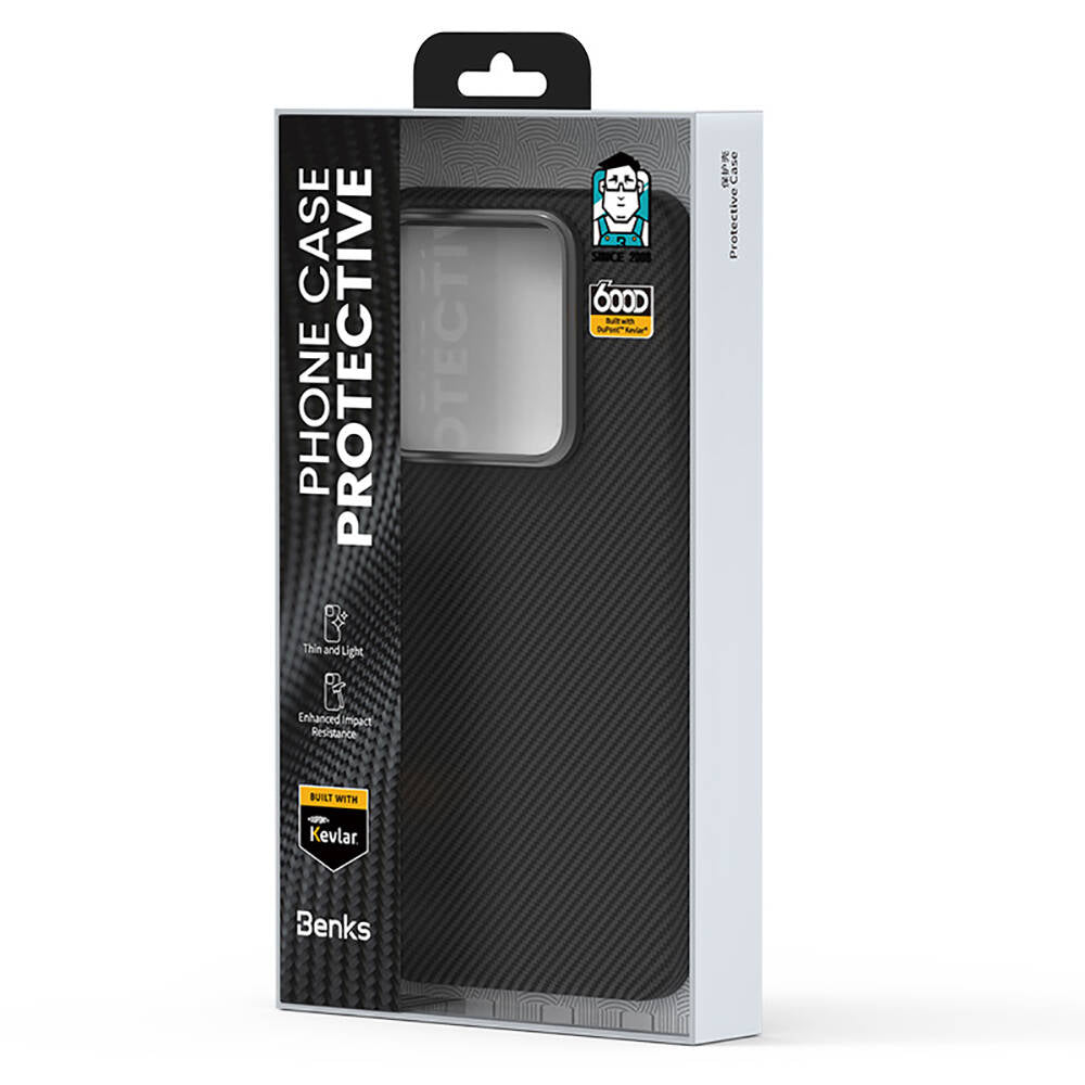 Xiaomi Mi 14 Kılıf Magsafe Özellikli Karbon Fiber Benks Essential ArmorAir 600D Kevlar Kılıf Siyah