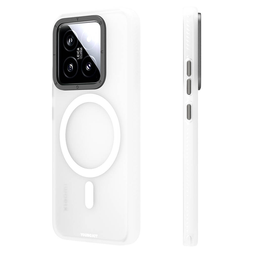 Xiaomi Mi 14 Kılıf Magsafe Şarj Özellikli Youngkit Hidden Sand Serisi Kılıf Beyaz