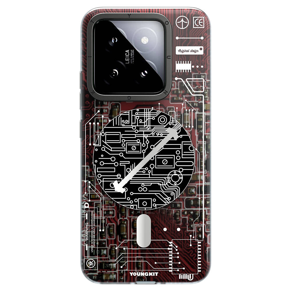 Xiaomi Mi 14 Kılıf M-safe Şarj Özellikli YoungKit Technology Serisi Kapak