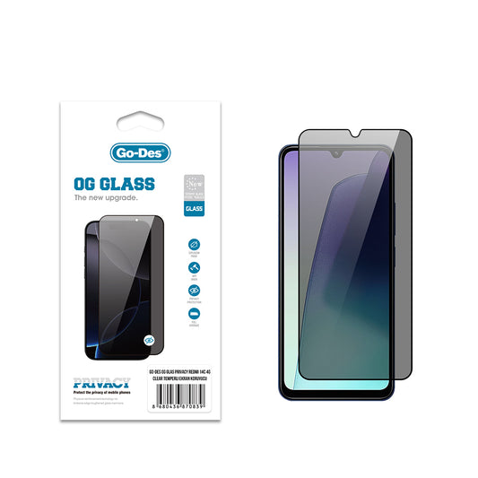 Xiaomi Redmi 14C 4G Go Des OG Glass Privacy Antistatik Temperli Cam Ekran Koruyucu Siyah