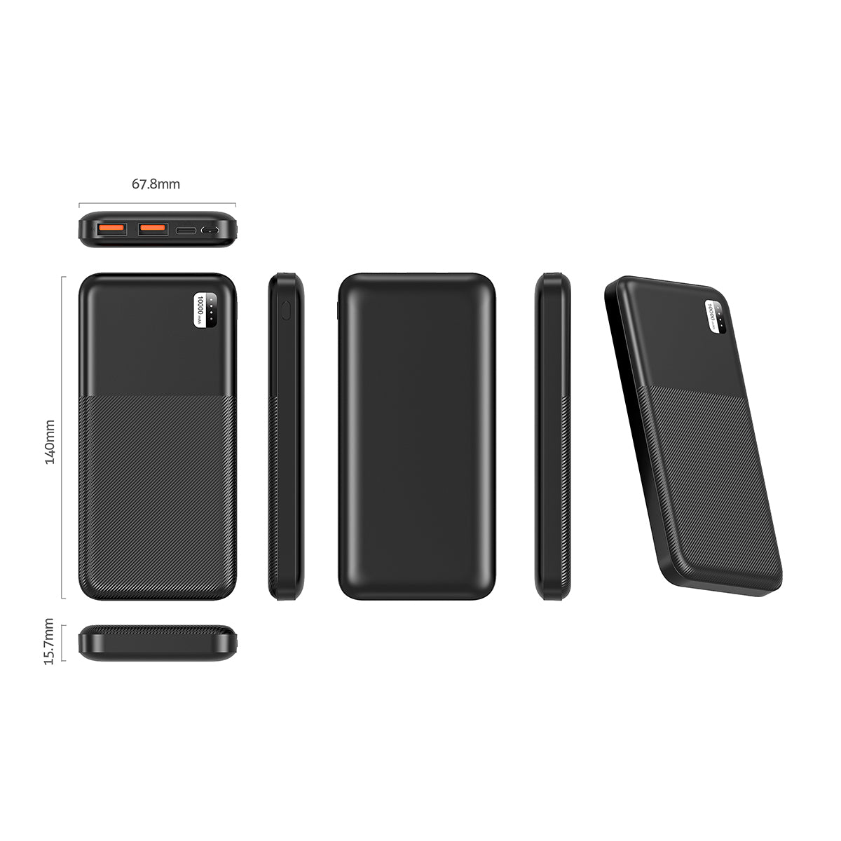 Xipin PX721 Hızlı Şarj Özellikli LED Işık Göstergeli Dual USB Taşınabilir Powerbank 10000mAh Siyah