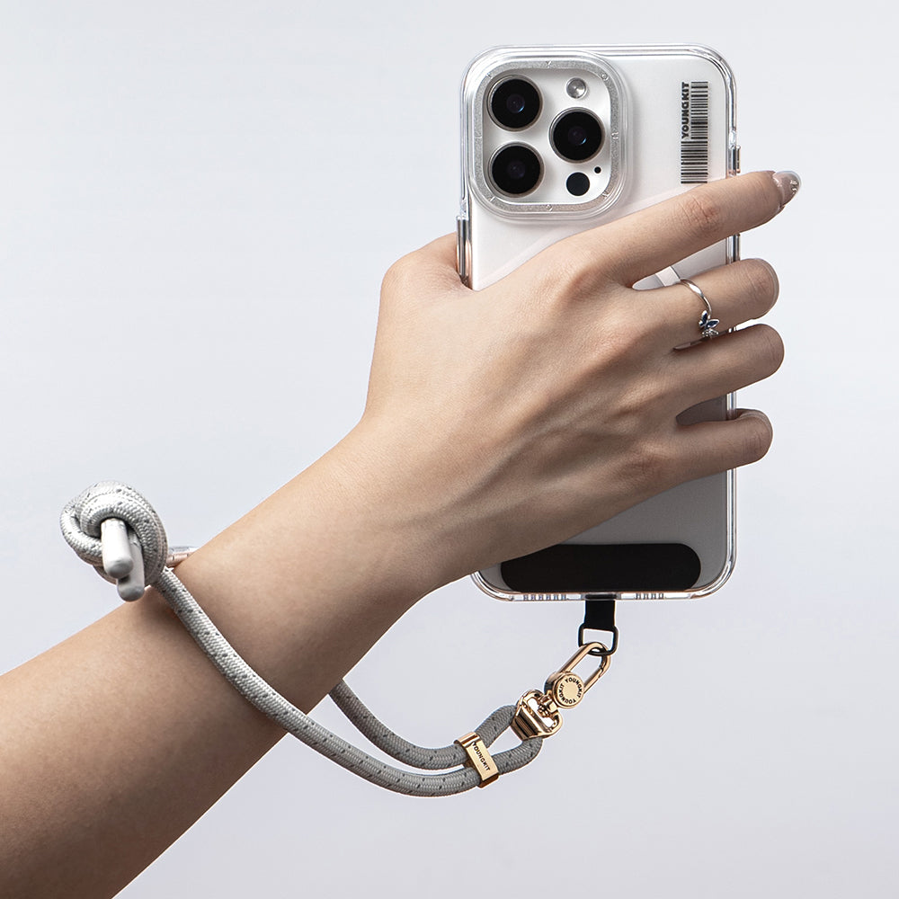 Youngkit YQ002 Yansıtıcı Şerit Desenli Cep Telefonu Bilek Askı İpi Gri