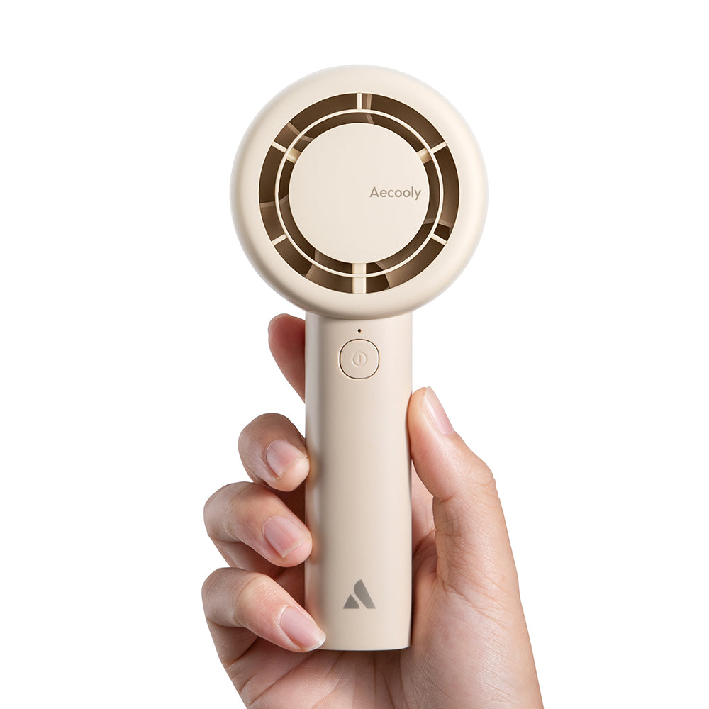 Aecooly PB01 İç Spiralli Çift Halka Hava Akışı Teknolojili 5 Kademeli Portatif Soğutucu El Fanı Bej