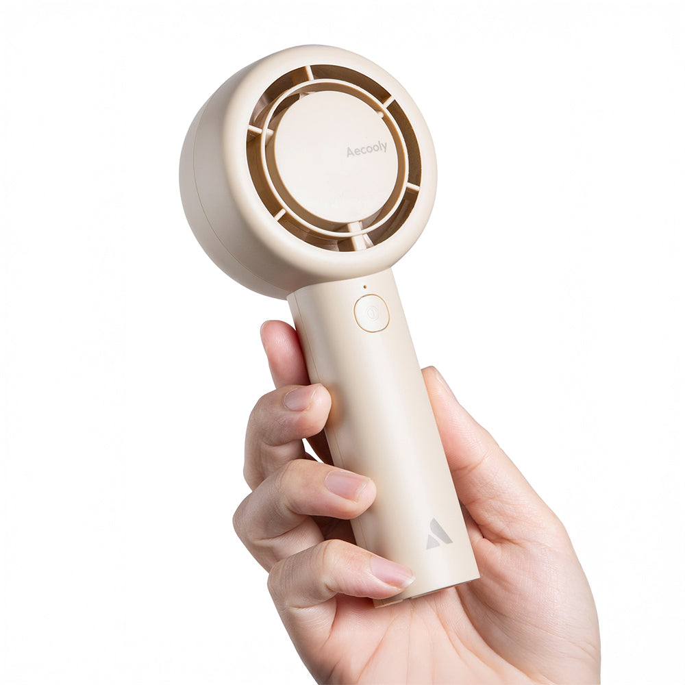Aecooly PB01 İç Spiralli Çift Halka Hava Akışı Teknolojili 5 Kademeli Portatif Soğutucu El Fanı Bej