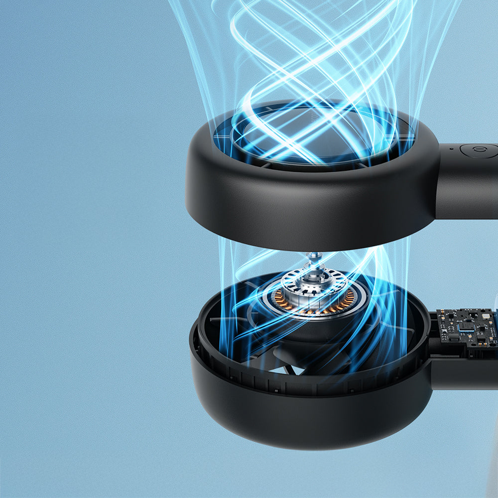 Aecooly PB01 İç Spiralli Çift Halka Hava Akışı Teknolojili 5 Kademeli Portatif Soğutucu El Fanı Siyah