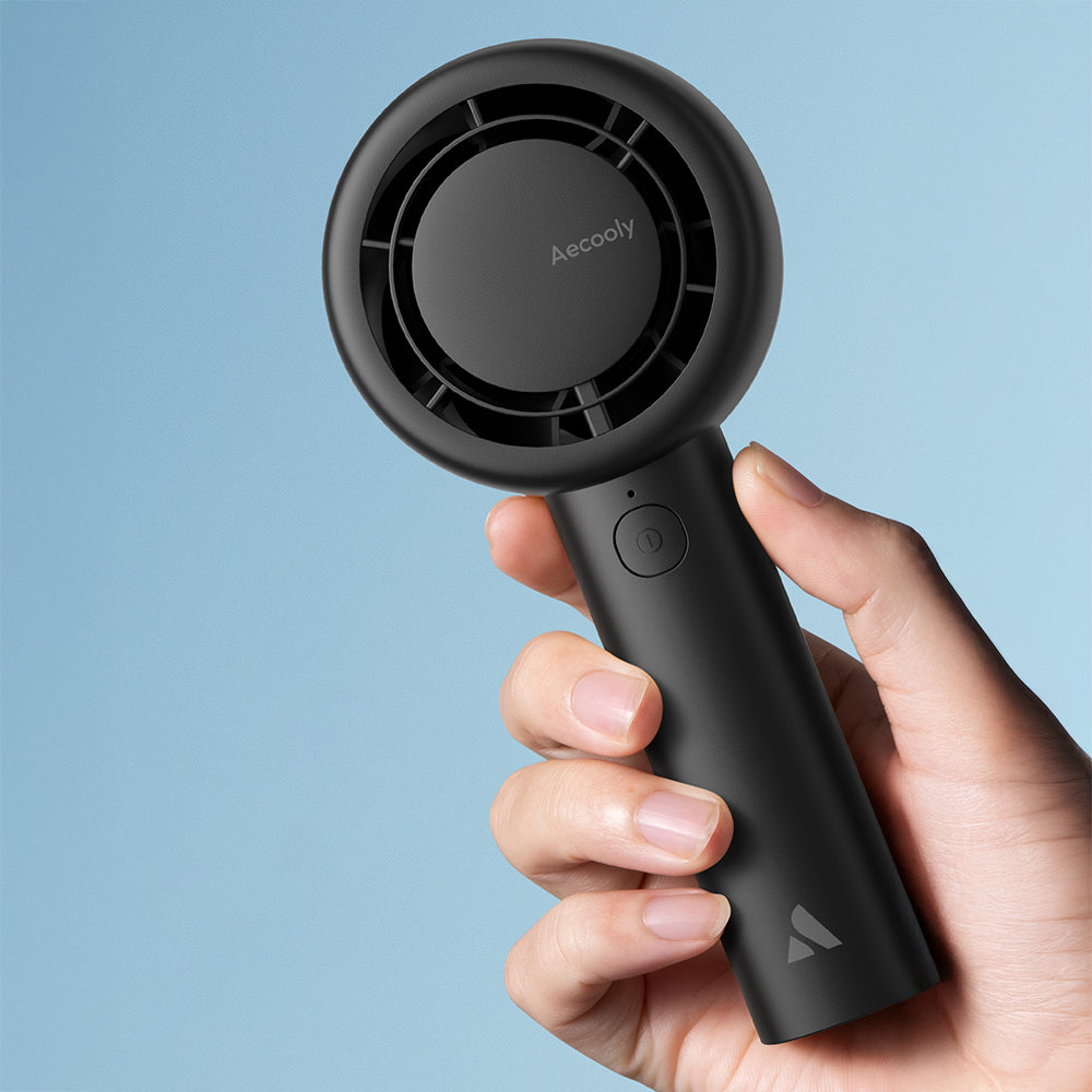 Aecooly PB01 İç Spiralli Çift Halka Hava Akışı Teknolojili 5 Kademeli Portatif Soğutucu El Fanı Siyah
