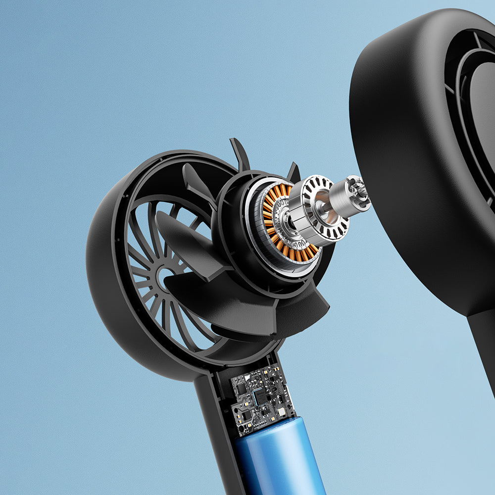 Aecooly PB01 İç Spiralli Çift Halka Hava Akışı Teknolojili 5 Kademeli Portatif Soğutucu El Fanı Siyah