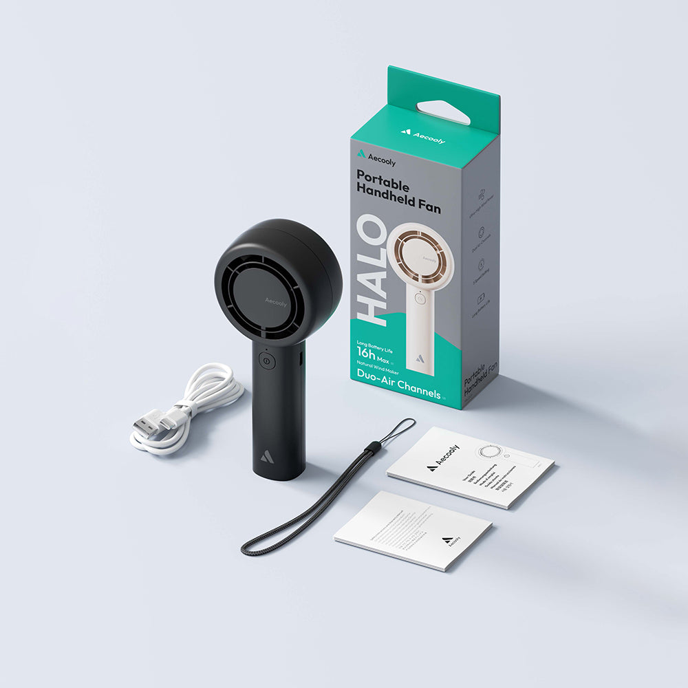 Aecooly PB01 İç Spiralli Çift Halka Hava Akışı Teknolojili 5 Kademeli Portatif Soğutucu El Fanı Bej