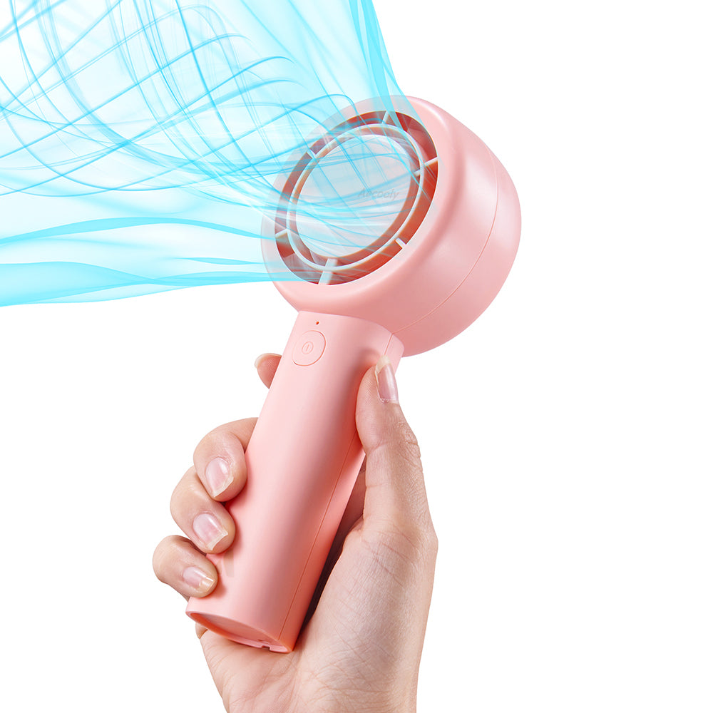 Aecooly PB01 İç Spiralli Çift Halka Hava Akışı Teknolojili 5 Kademeli Portatif Soğutucu El Fanı Pembe