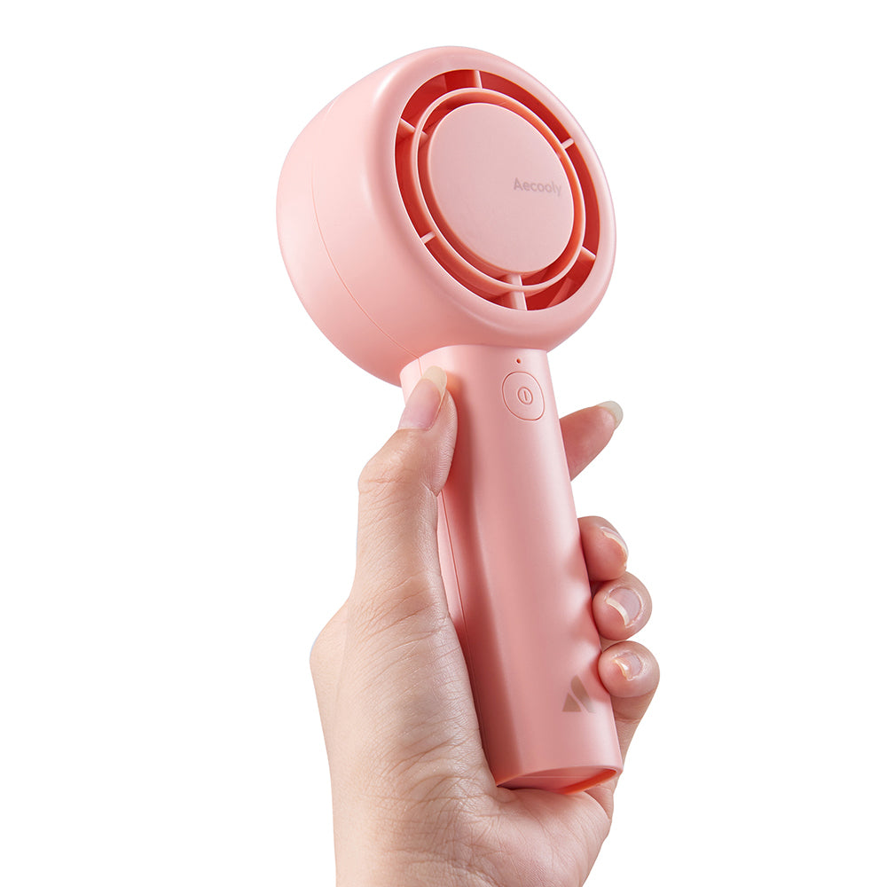 Aecooly PB01 İç Spiralli Çift Halka Hava Akışı Teknolojili 5 Kademeli Portatif Soğutucu El Fanı Pembe