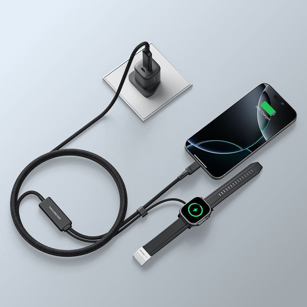 Amazingthing Thunder Pro 7X 100W Apple Watch Serisi Akıllı Saat Wireless 4in1 Type-C PD - Usb Hızlı Şarj Kablosu 1.5M