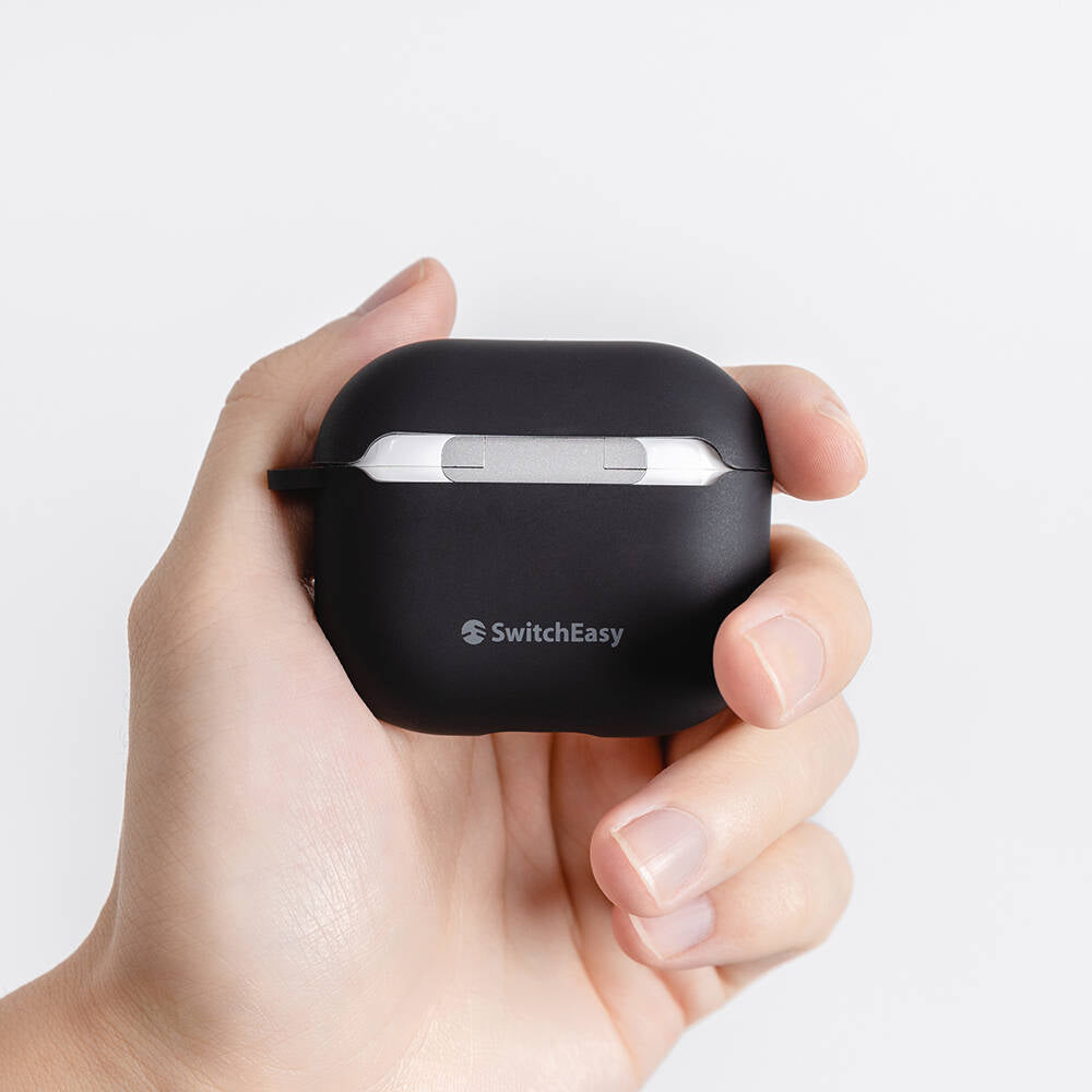 Airpods 3. Nesil Kılıf Yumuşak Dokunuşlu Likit Silikon Tasarımlı Lisanslı Switcheasy Skin Kılıf Siyah