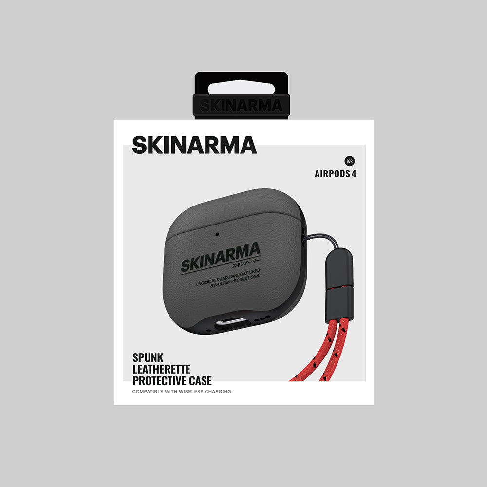 Apple Airpods 4 Kılıf Skinarma PU Deri Tasarım Spunk Kılıf Mavi