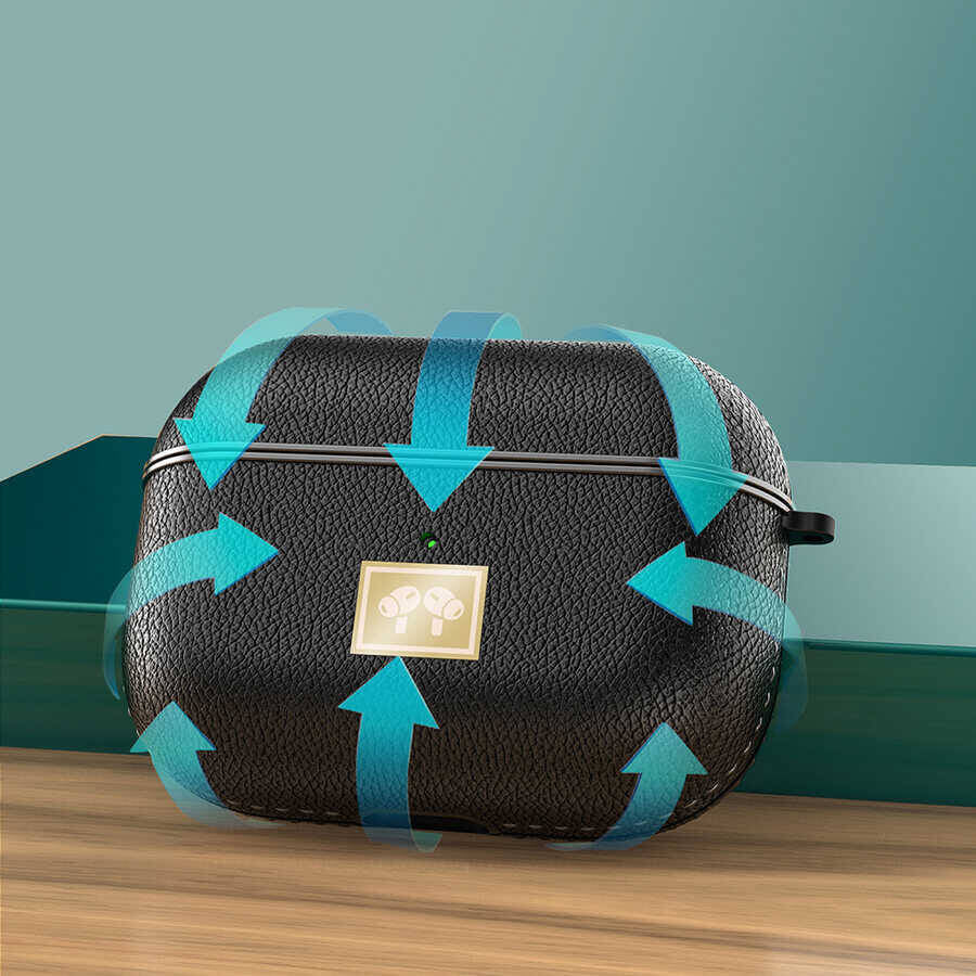 Airpods Pro 2 Kılıf Deri Görünümlü Askı Aparatlı Wlons Kılıf Koyu Yeşil