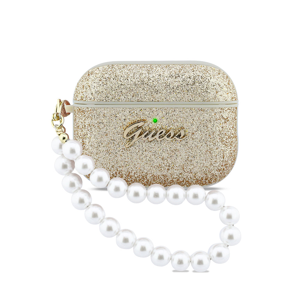 Apple Airpods Pro 3 Kılıf Guess Glitter İnci Bilek Askılı Kapak