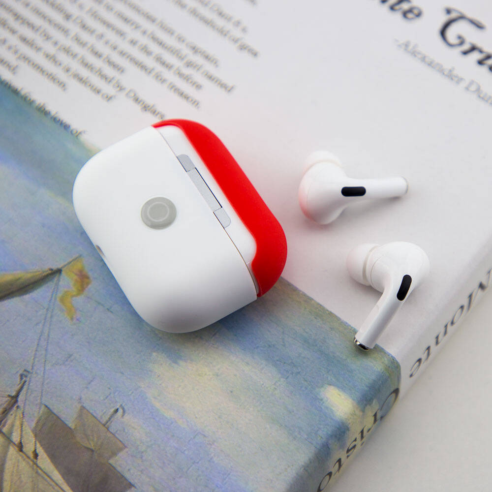 Airpods Pro Kılıf Boyun Askılı Parlayan Düğmeli Lisanslı Switcheasy Colors Silikon Kılıf Beyaz