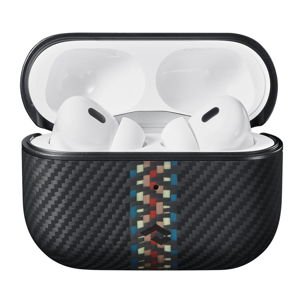 Airpods Pro Kılıf Magsafe Şarj Özellikli 600D Aramid Fiber Pitaka Orchestra Serisi Rhapsody Kılıf Siyah-Mavi