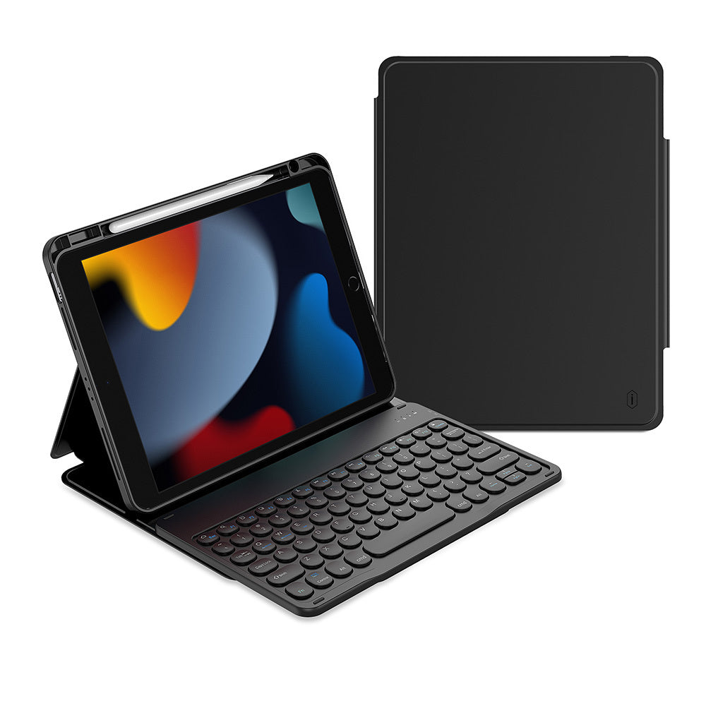 iPad 10.2 2021 (9.Nesil) Wiwu Protective Gizli Kalem Bölmeli Klavyeli Kılıf Siyah