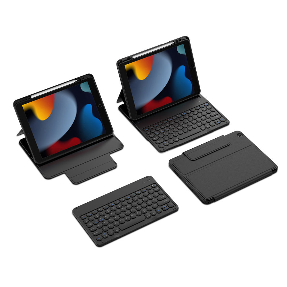 iPad 10.2 (8.Nesil) Wiwu Protective Gizli Kalem Bölmeli Klavyeli Kılıf Siyah