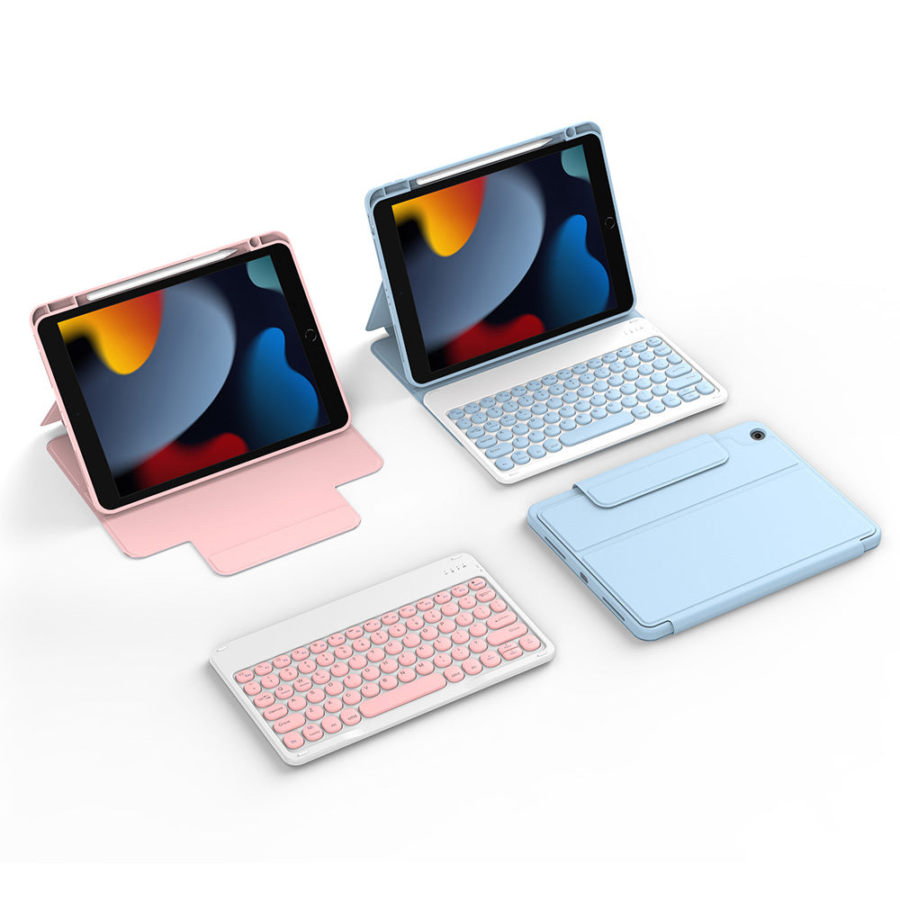 iPad 10.2 (8.Nesil) Wiwu Protective Gizli Kalem Bölmeli Klavyeli Kılıf Mavi