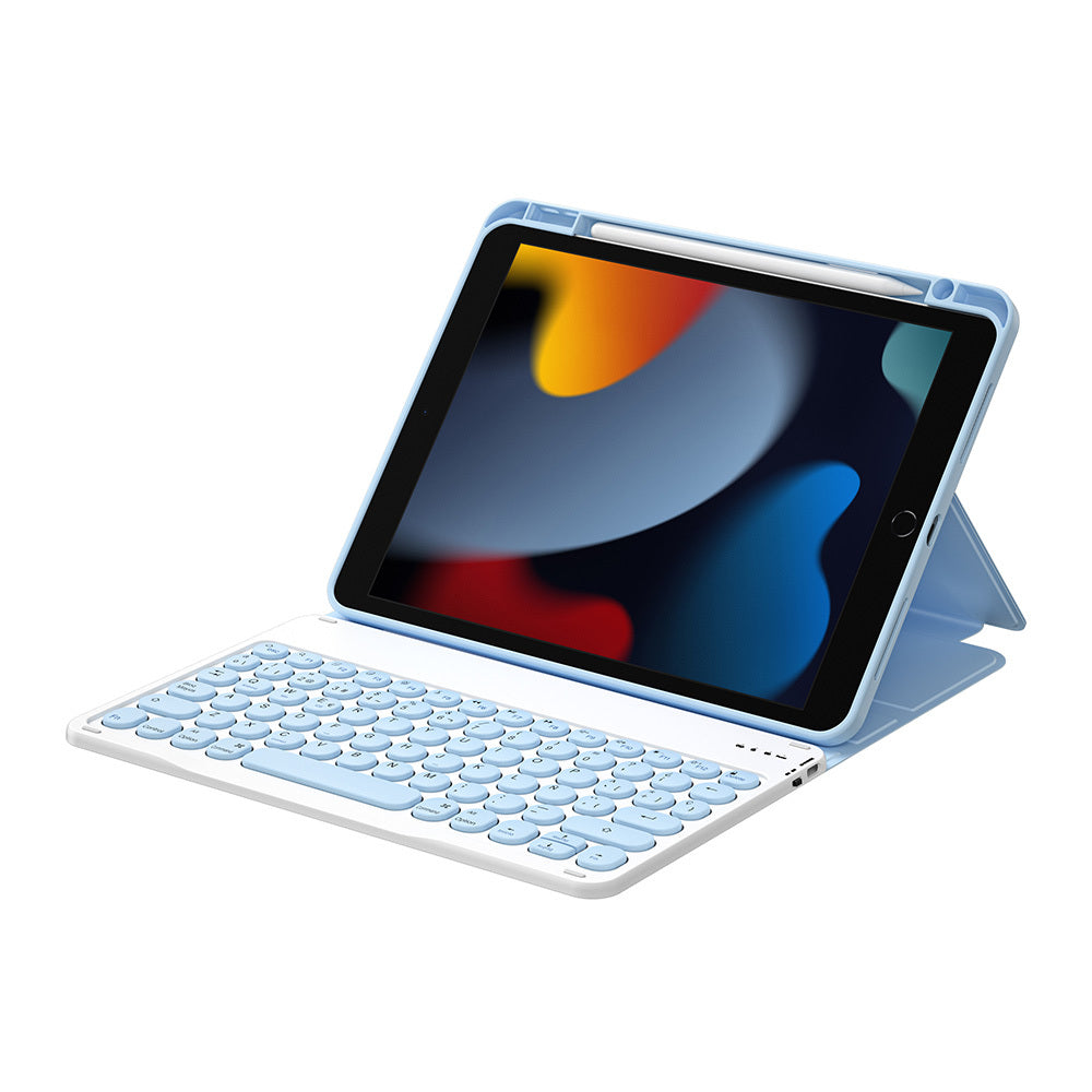 iPad 10.2 (8.Nesil) Wiwu Protective Gizli Kalem Bölmeli Klavyeli Kılıf Mavi