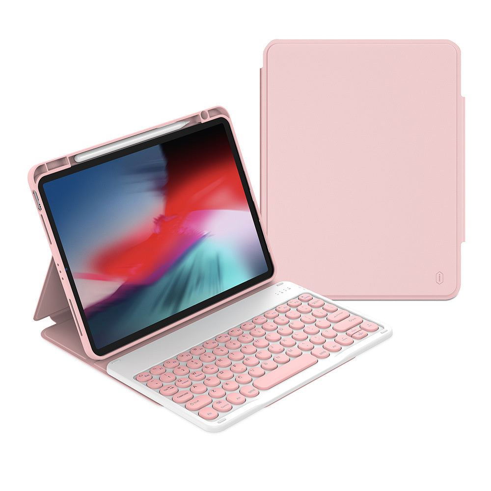 iPad Air 10.9 2022 (5.Nesil) Wiwu Protective Gizli Kalem Bölmeli Klavyeli Kılıf Pembe
