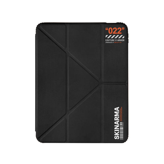 iPad Air 11 2024 Kılıf SkinArma 360 Tam Koruma Airbagli Arkası Şeffaf Standlı Shingoki Kılıf Siyah