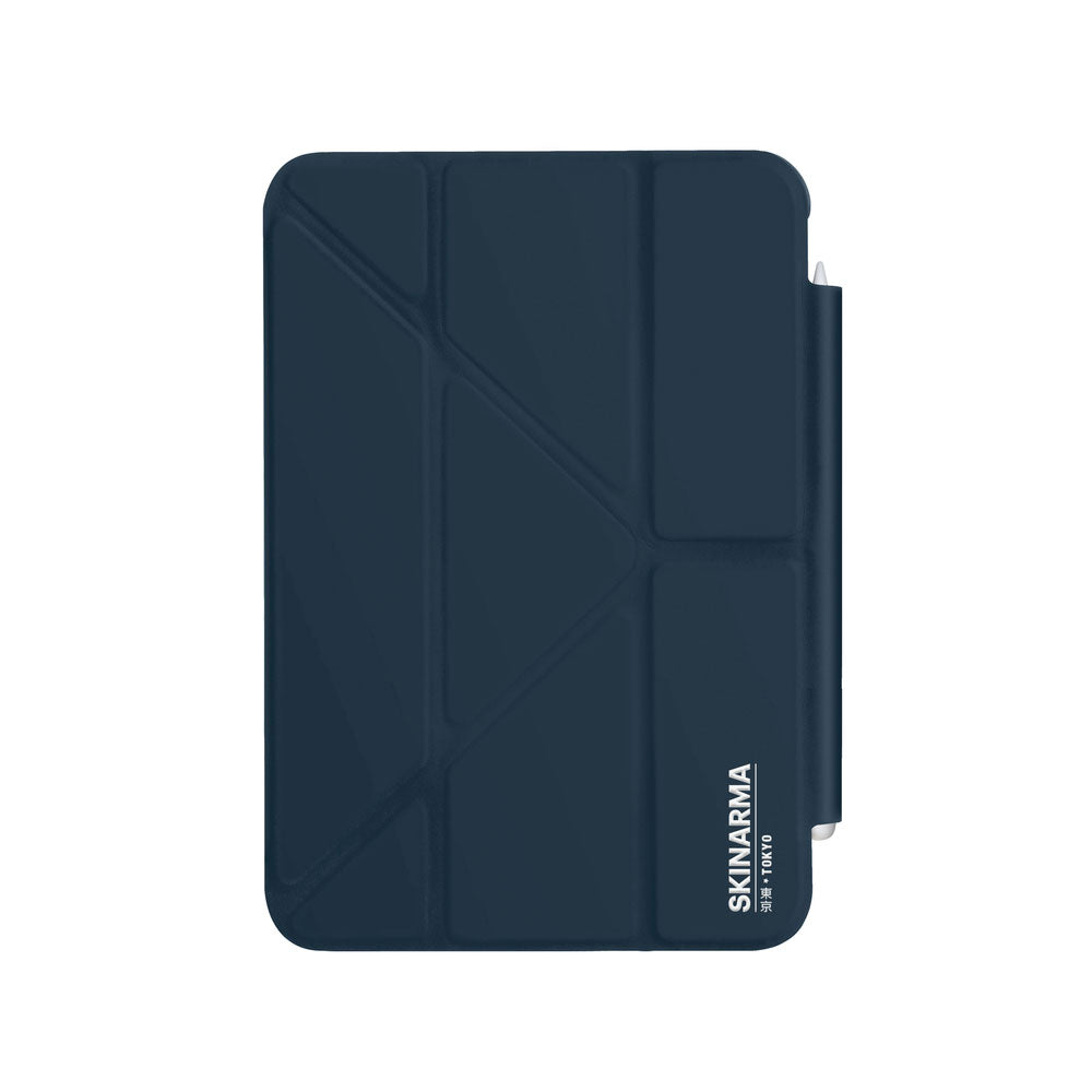 iPad Air 11 2024 Kılıf SkinArma Kalemlikli Arkası Şeffaf Standlı Magnetik Taihi Sora Kılıf Mavi