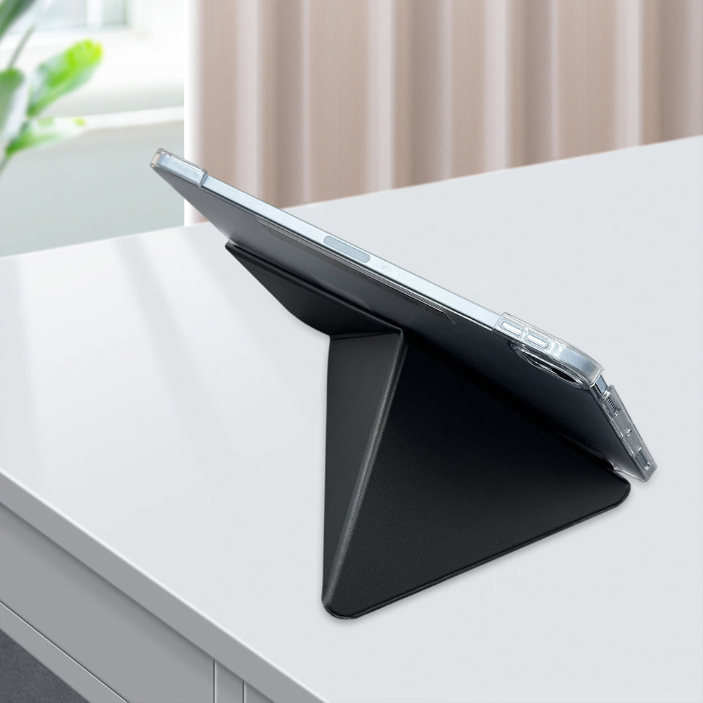 Apple iPad Air 11 2024 Raptic Clear Folio Airbagli Şeffaf Kapaklı Katlanabilir Standlı Kılıf Lacivert