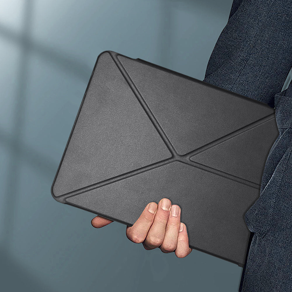 Apple iPad Air 11 2024 Raptic Clear Folio Airbagli Şeffaf Kapaklı Katlanabilir Standlı Kılıf Lacivert