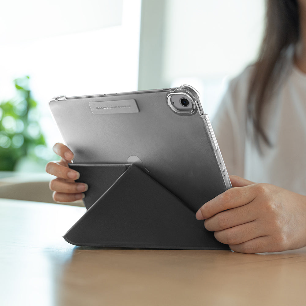 Apple iPad Air 11 2024 Raptic Clear Folio Airbagli Şeffaf Kapaklı Katlanabilir Standlı Kılıf Siyah