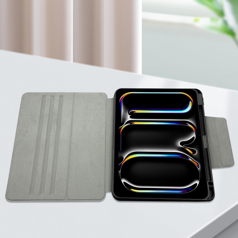 iPad Air 11 2024 Raptic Spin Detachable Folio PU Ayrılabilir Kalem Bölmeli Standlı Kılıf Lacivert