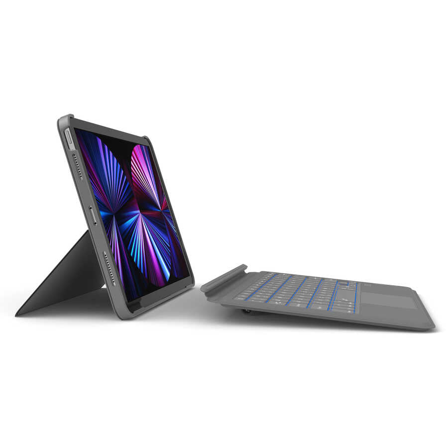 iPad Air 11 2024 Wiwu Combo Led Işıklı Magnetik Standlı Klavyeli Kılıf Gri