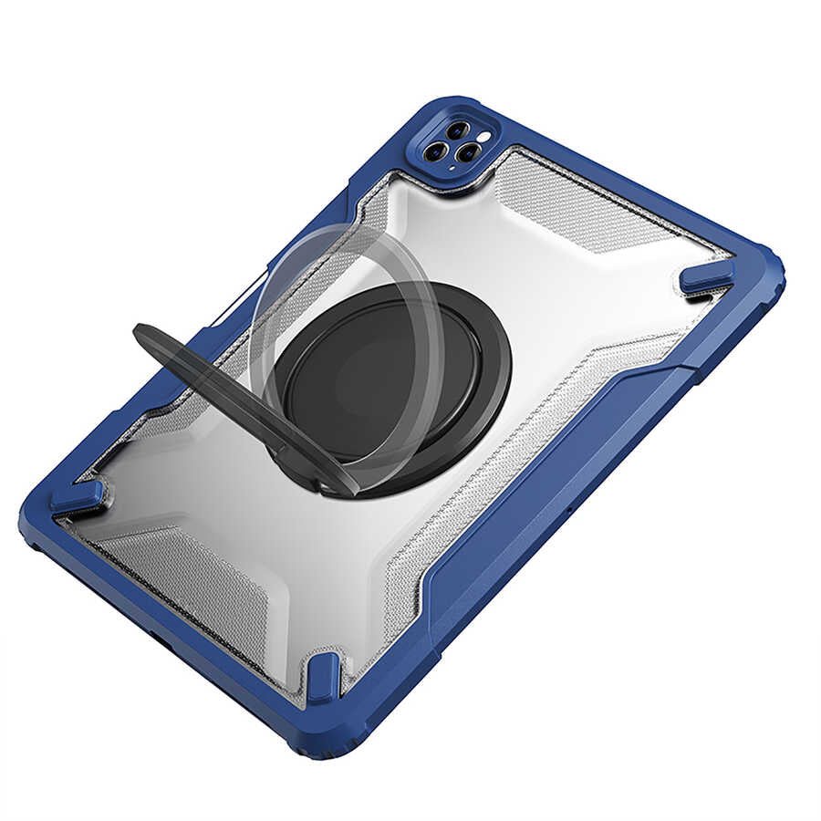 iPad Air 11 2024 Wiwu Mecha Dönebilen Standlı Tablet Kılıfı Mavi