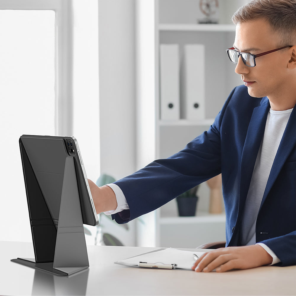 iPad Air 13 2024 Amazingthing Matte Pro Mag Folio Katlanabilir Magnetik Standlı Kılıf Siyah