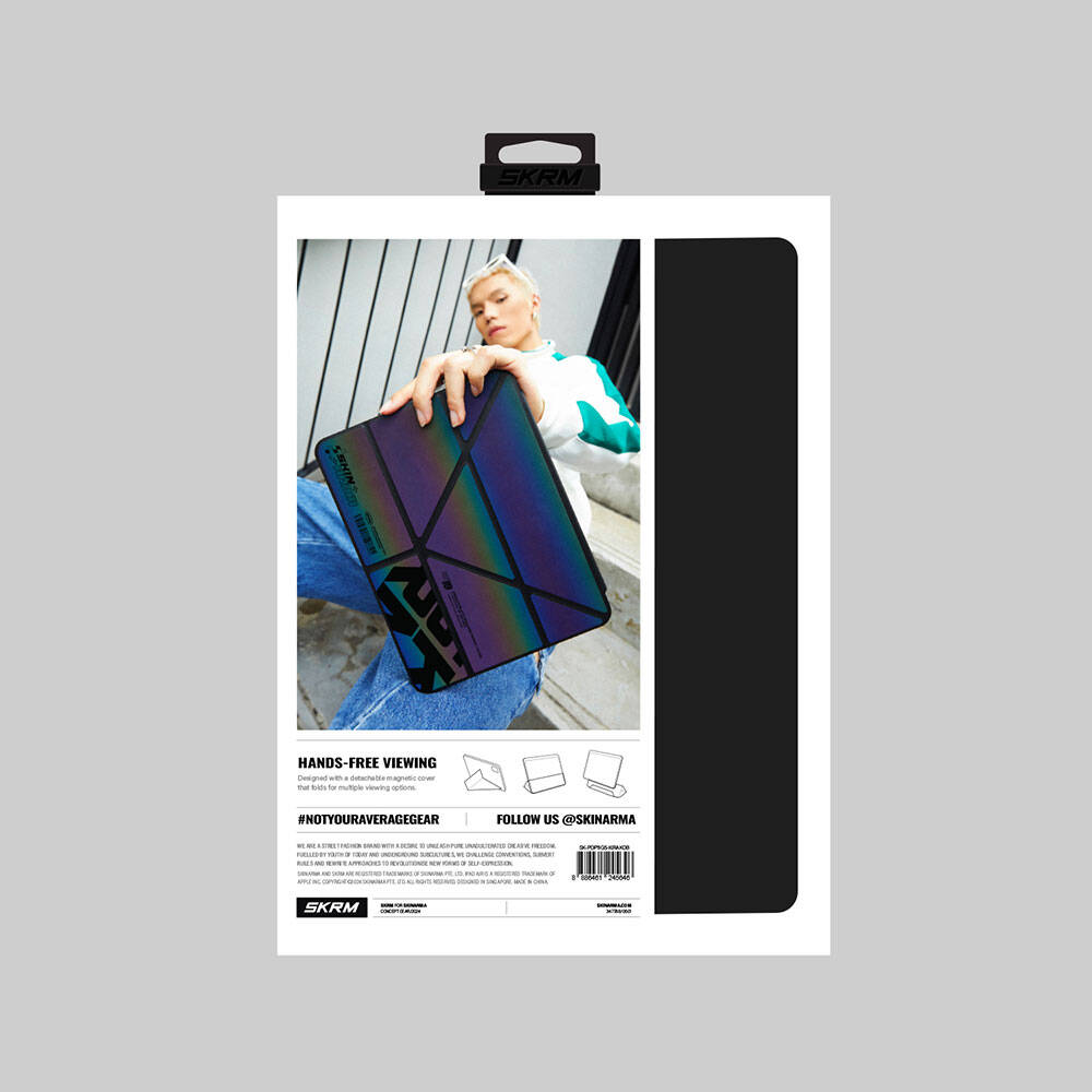 iPad Air 13 2024 Kılıf SkinArma Holografik Tasarımlı Arkası Şeffaf Çıkarılabilir Magnetik Kira Kobai Kılıf Colorful