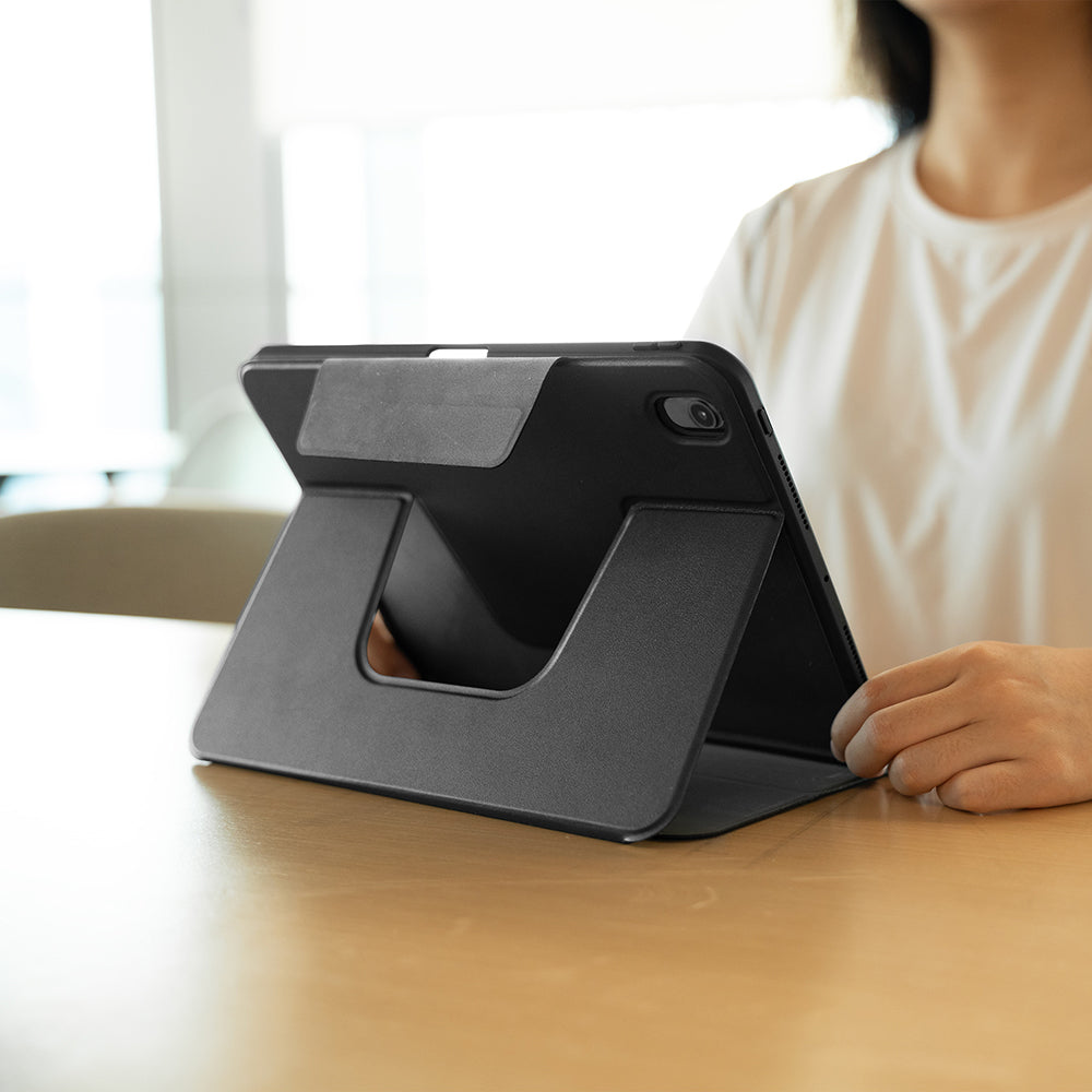 Apple iPad Air 13 2025 M3 Raptic Spin Detachable Folio PU Ayrılabilir Kalem Bölmeli Standlı Kılıf Siyah