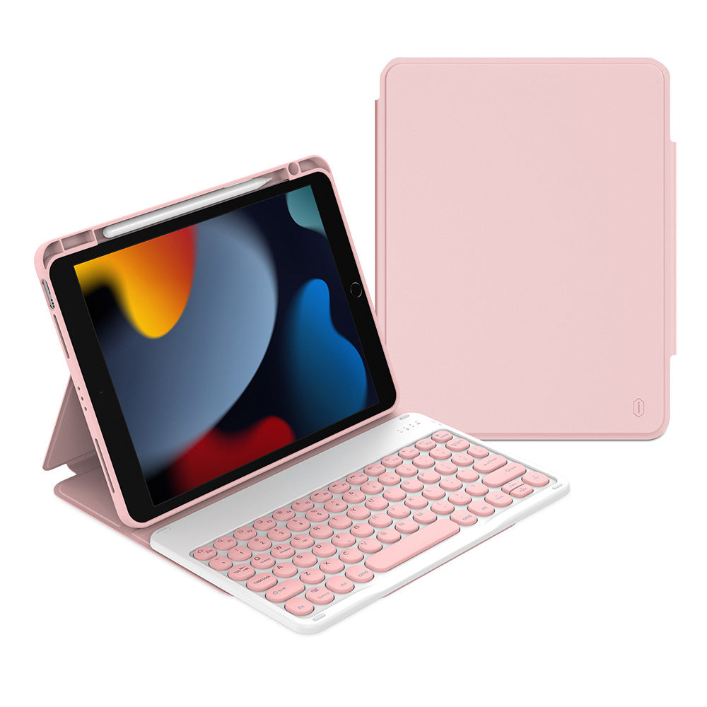 iPad Pro 10.5 (7.Nesil) Wiwu Protective Gizli Kalem Bölmeli Klavyeli Kılıf Pembe