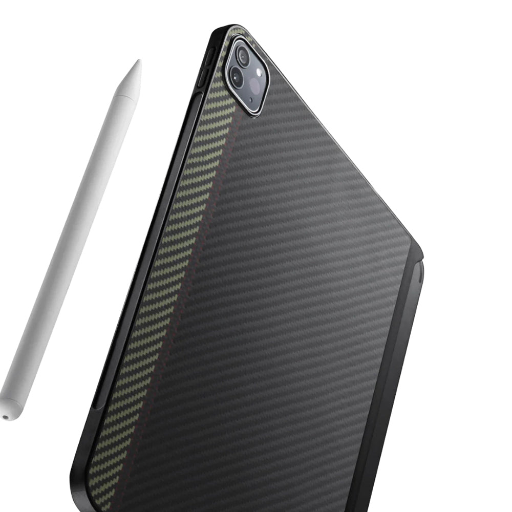 iPad Pro 11 2020 (2.Nesil) Kılıf Aramid Fiber Pitaka Ultra-Slim Classic Serisi Tablet Kılıf Siyah-Kırmızı