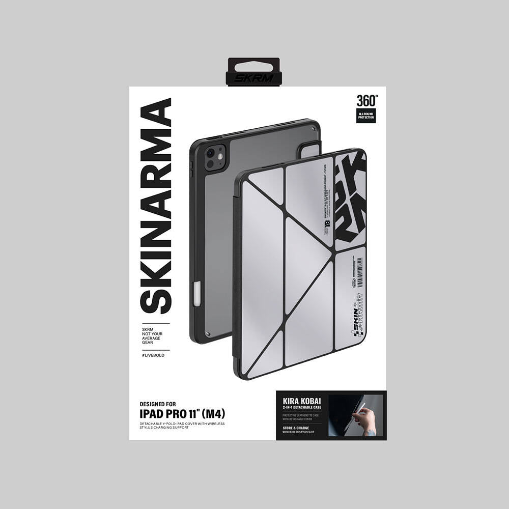 iPad Pro 11 2024 Kılıf SkinArma Holografik Tasarımlı Arkası Şeffaf Çıkarılabilir Magnetik Kira Kobai Kılıf Füme