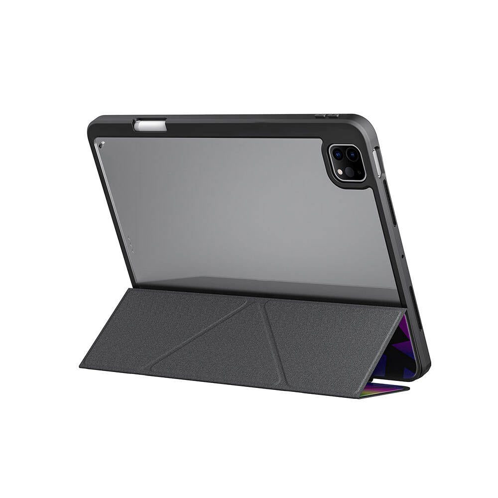 iPad Pro 11 2024 Kılıf SkinArma Holografik Tasarımlı Arkası Şeffaf Çıkarılabilir Magnetik Kira Kobai Kılıf Füme