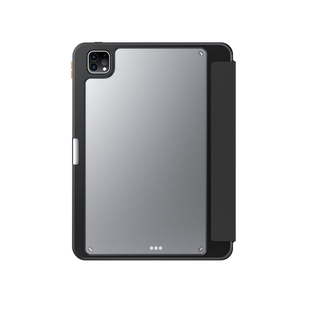 iPad Pro 11 2024 Kılıf SkinArma Kabartma Baskı Tasarımlı 360 Tam Koruma Arkası Şeffaf Standlı Gamma Kılıf Gold