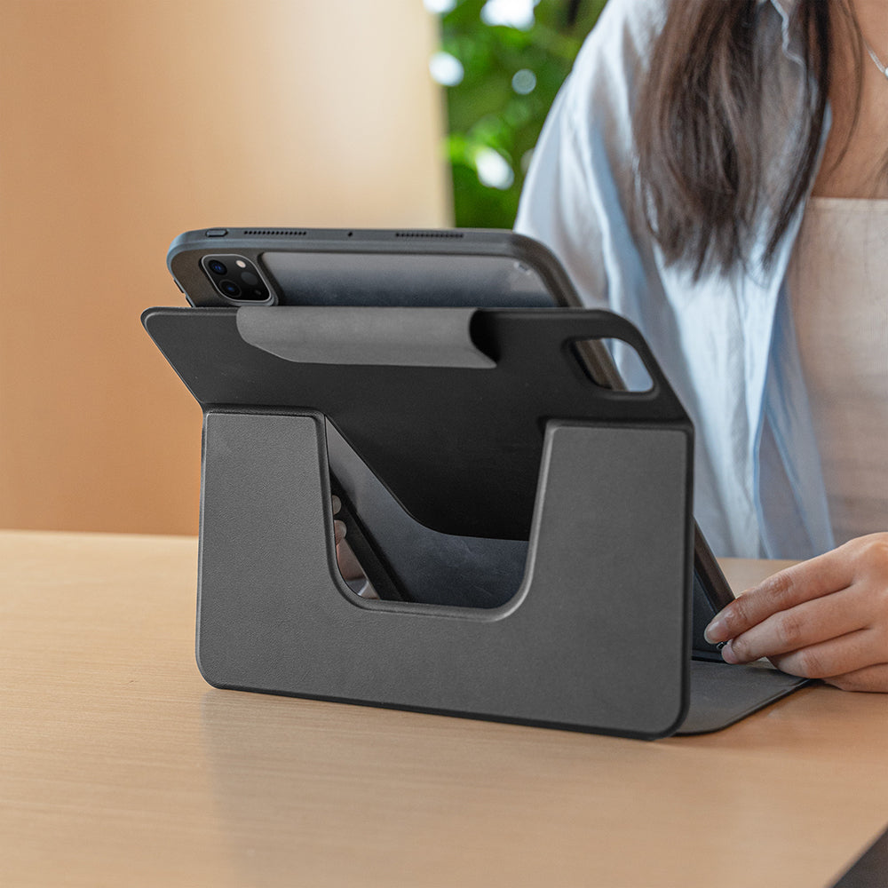 iPad Pro 11 2024 Raptic Spin Detachable Folio PU Ayrılabilir Kalem Bölmeli Standlı Kılıf Siyah