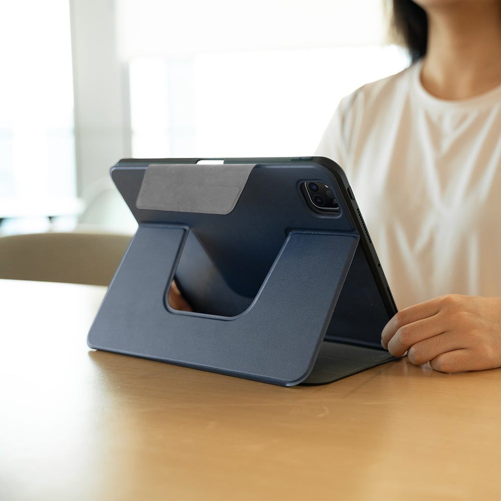 iPad Pro 11 2024 Raptic Spin Detachable Folio PU Ayrılabilir Kalem Bölmeli Standlı Kılıf Lacivert