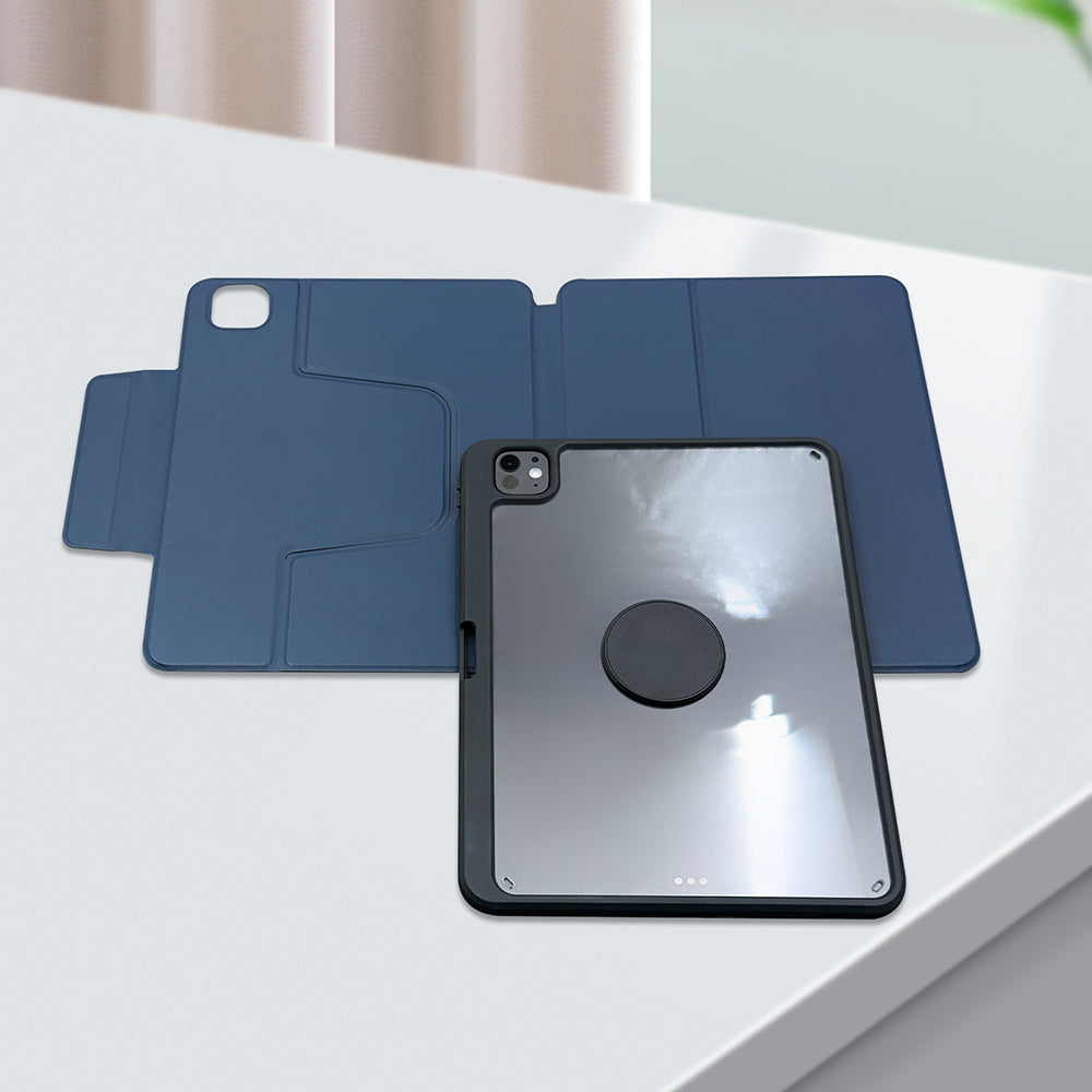 iPad Pro 11 2024 Raptic Spin Detachable Folio PU Ayrılabilir Kalem Bölmeli Standlı Kılıf Siyah