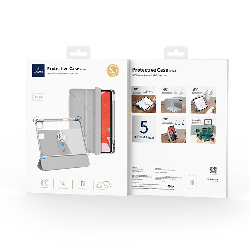 iPad Pro 11 2024 Wiwu 360° Dönebilen Standlı Magnetik Koruyucu Tablet Kılıfı Mavi Açık
